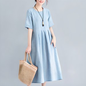 유니제이 지젤라 린넨 플라워패턴 반팔 원피스