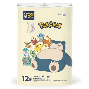 어린숨 포켓몬 롤 화장지 25m, 12롤, 1개