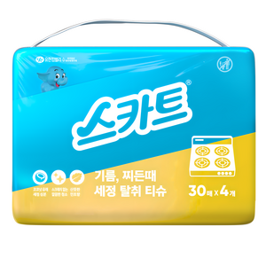 스카트 기름 찌든때 세정 티슈 4개입 30p, 1개