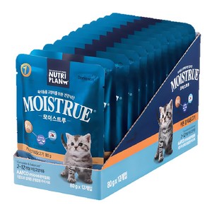 뉴트리플랜 고양이 키튼 모이스트루 주식파우치, 닭+참치, 80g, 12개