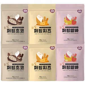 또또맘 유아용 리얼 퍼핑 스낵 3종 세트, 2세트, 초코, 치즈, 딸기 + 바나나 혼합맛
