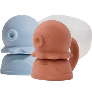 퍼기 유아용 이유식 파우치토퍼 문어캡 2종 세트, 1개, 블루+옥토레드