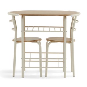 포블리스 미니 2인 식탁세트 800, 크림x우드