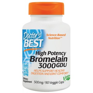 닥터스베스트 하이 포텐시 브로멜라인 3000GDU 500mg 베지 캡 글루텐 프리 비건, 90정, 1개