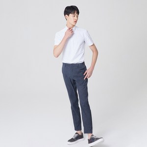 마인드브릿지 남성용 PC체크슬림반팔셔츠 세미, BLUE