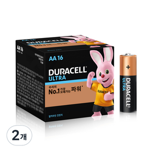 듀라셀 울트라 알카라인 AA건전지 보관박스팩, 16개입, 2개