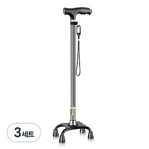 라니핏 기능성 LED 조명 노인 지팡이 D, 블랙, 3세트