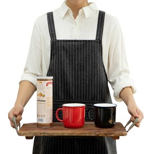 탐사 홈 카페 면혼방 모던 스트라이프 앞치마, 차콜, 1개