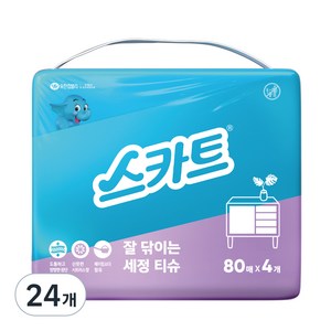 스카트 잘닦이는 세정티슈 80매, 24개