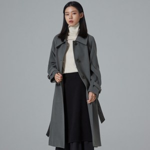 미쏘 여성용 벨티드 롱 모직 코트