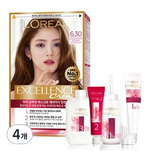 로레알파리 엑셀랑스 크림 염색제, 6.30호 밝은갈색(황금빛), 4개