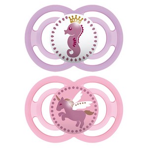 MAM 퍼펙트 치아발달 실리콘 쪽쪽이 2p+간편세척케이스 핑크 퍼플, Perfect 6+, 1세트