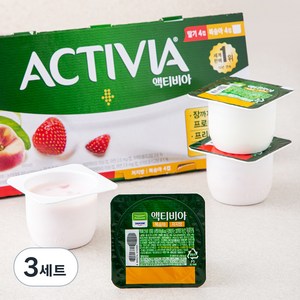 풀무원다논 엑티비아 딸기 80g x 4개 + 복숭아 80g x 4개, 3세트
