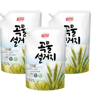 트리오 곡물설거지 우리밀 주방세제, 1.2L, 3개