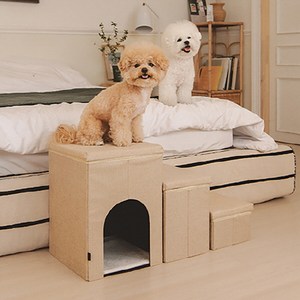 퍼피아 강아지 접이식 수납형 하우스 계단 AU2033, 베이지, 1개