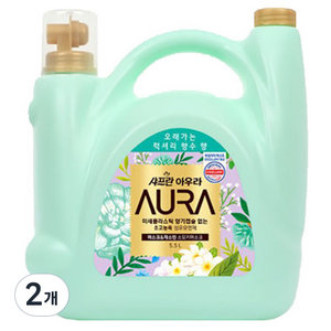 아우라 고농축 대용량 섬유유연제 스모키머스크, 5.5L, 2개
