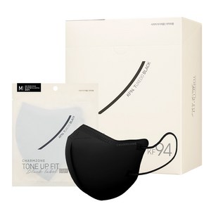참존 톤업핏 블랙라벨 라이트 KF94 마스크 중형, 25개입, 1개, 턱시도 블랙