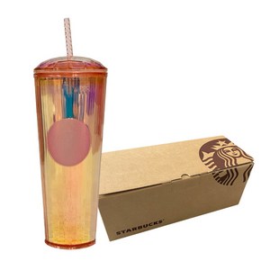 스타벅스 2020 스프링 돔 리드 미러 홀로그램 텀블러 + 선물포장박스, 로즈골드, 710ml
