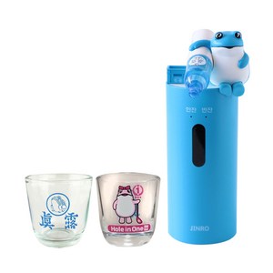 인테코에이티 진로 소주 디스펜서 + 소주잔 2p 세트, 디스펜서(혼합색상), 소수잔(랜덤발송), 1개