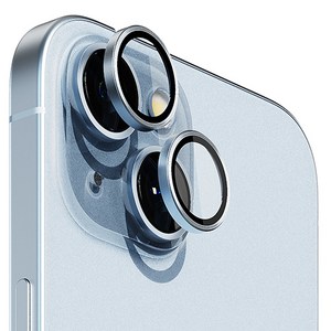 빅쏘 빛번짐 방지 아이폰 후면 카메라 렌즈 링 강화유리 휴대폰 보호필름 + 부착가이드 세트 블루, 1세트