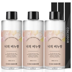 코코도르 리필액 + 리드스틱 5p, 너의비누향, 200ml, 3개
