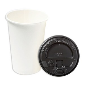 더빈썸 무지 300ml 종이컵 + 개폐블랙 뚜껑, 100개입, 1세트