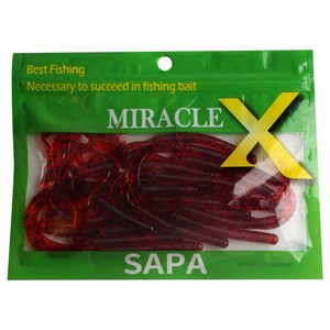 싸파 Miracle X 씨클테일 4인치 루어웜 I-2, redblack, 1개