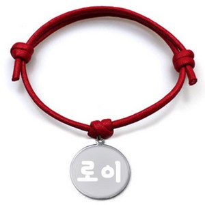 펫츠룩 굿모닝 레드 반려견 목걸이 M + 메탈원형 팬던트 S, 실버(로이), 1개