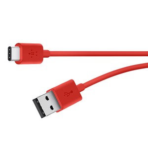벨킨 2.0 USB C to USB A 케이블 1.8m F2CU032bt06, 레드, 1개