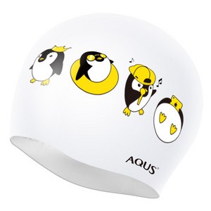 아쿠스 캐릭터 수영모자 바캉스펭귄 AC1613, WHT