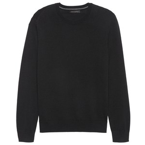 바나나리퍼블릭 남성용 이탈리안 메리노 크루넥 스웨터, 블랙