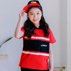 잭키드 여아용 잭블랙후드 반팔티