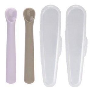 데일리라이크 봉봉 이유식 스푼 1단계 2p + 케이스 세트, 스푼(라벤더, 코코아), 1세트