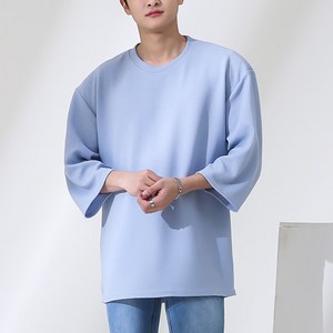 단군 남성용 리버플 링클프리 오버핏 7부반팔티