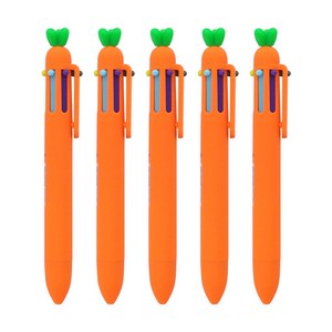 핑크풋 2000 당근 6색 볼펜 0.7mm, 혼합색상, 5개