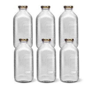 미르코리아 유리 주스병 골드캡, 500ml, 6개