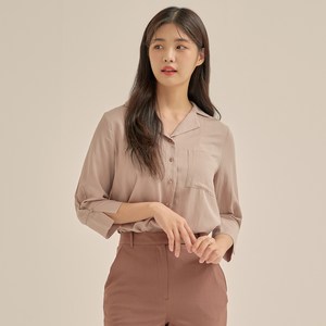로엠 7부 폴리 셔츠 블라우스