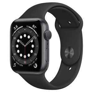 Apple 2020년 애플워치 6 GPS 44mm 레귤러, 44mm, GPS, 스페이스 그레이 알루미늄 케이스, 블랙 스포츠 밴드