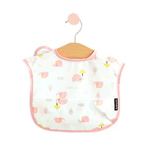 베이비클로 아기 이유식 방수 턱받이, 코끼리핑크, 1개, 1개