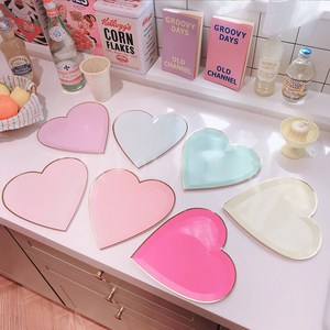 헬로유니버스 파스텔 하트 접시 세트, 7개, 1세트