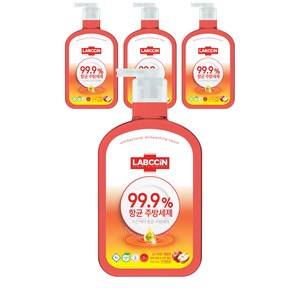 랩신 항균 주방세제 용기 싱그러운 애플향, 4개, 750ml