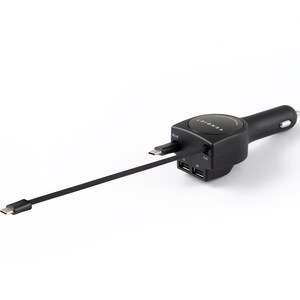 벤딕트 차량용 멀티 고속 릴타입 시거잭 C타입 + C타입, VDT-206-C, 블랙