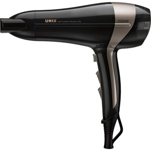 유닉스 음이온 3단 풍속 조절 고출력 헤어드라이어 2200W, 골드 + 블랙, UN-A1470N