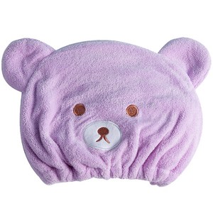 트레이드미 곰모양 드라이 샤워캡 머리 타올 80g, 퍼플, 1개