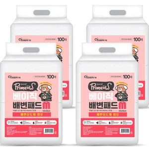 프리미요 배변유도제 함유 베이직 배변패드, 4개, 100개입