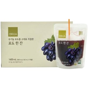 올가홀푸드 유기농 포도를 그대로 착즙한 포도 한잔 어린이 주스, 140ml, 10개