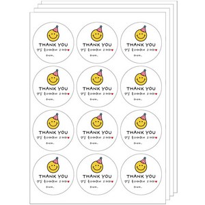 이베이비랜드 생일 원형 스티커 스마일 고깔 12매입, 혼합색상, 4개