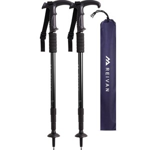 라이반 레디컬 리얼 T자형 4단 등산스틱 2p, 블랙, 2개