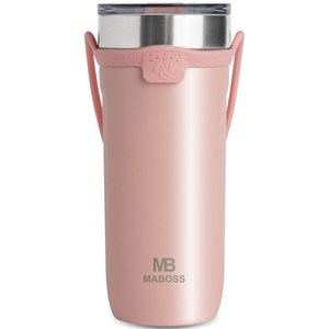 마보스 실리콘 스트랩 이중진공 대용량 텀블러 M-8767, 핑크, 710ml
