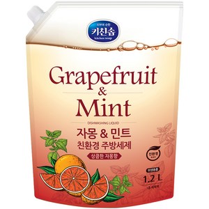 키친솝 자몽 앤 민트 친환경 주방세제, 1.2L, 1개